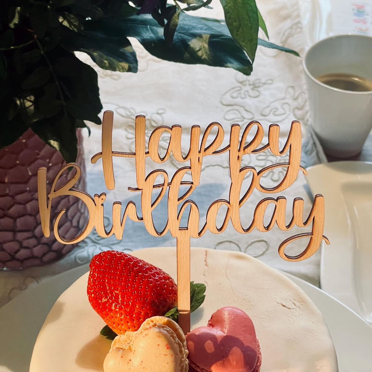 Cake topper für die Geburtstorte „happy Birthday“ aus Holz oder Acrylglas cake Topper Das Glückswerk