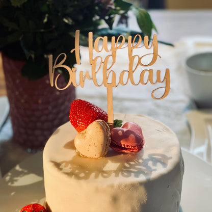 Cake topper für die Geburtstorte „happy Birthday“ aus Holz oder Acrylglas cake Topper Das Glückswerk