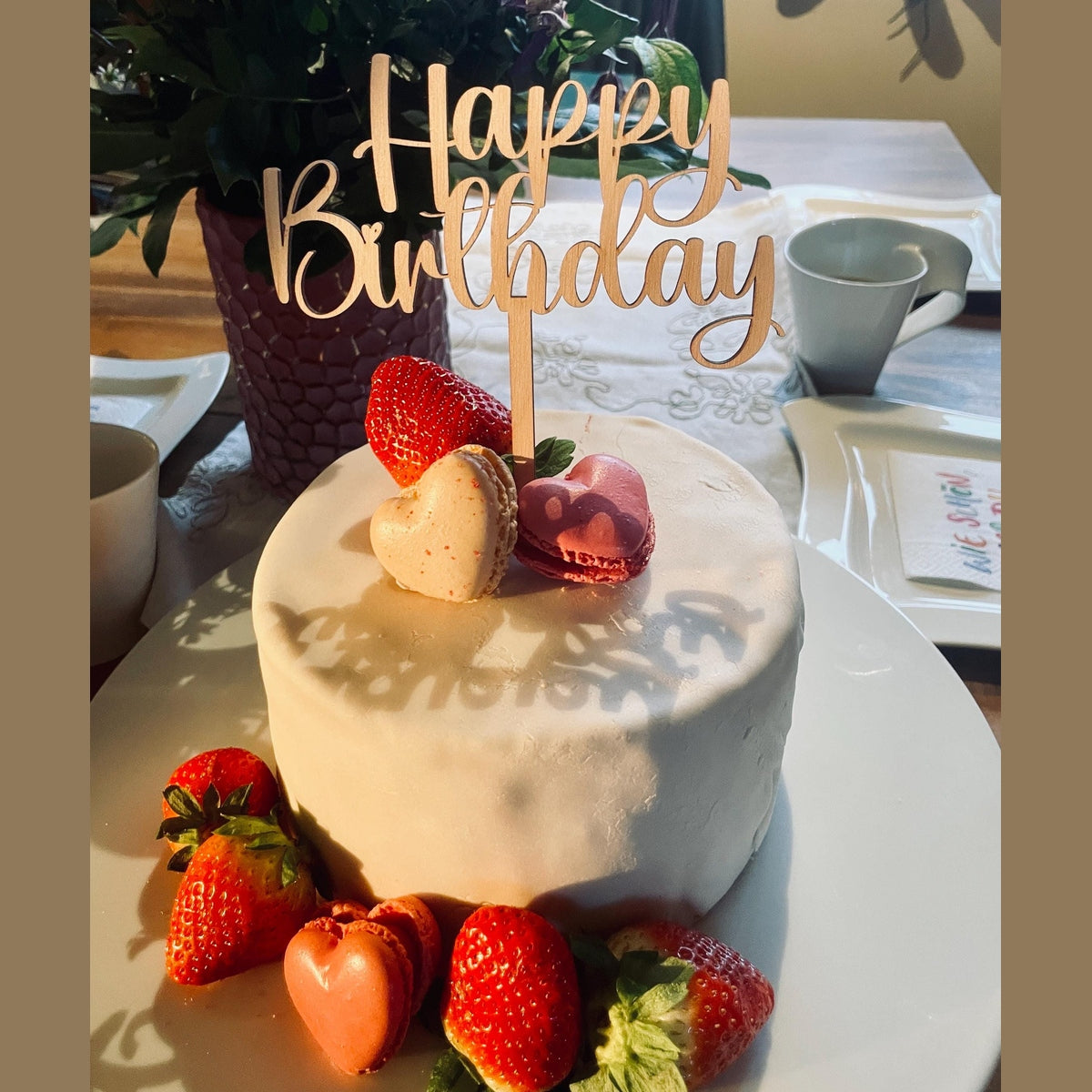 Cake topper für die Geburtstorte „happy Birthday“ aus Holz oder Acrylglas cake Topper Das Glückswerk