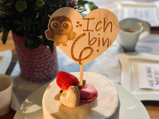 Cake Topper für Kinder – „Ich bin 1, 2, 3, 4“ in Herzform