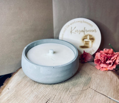 Betonkerze Kerzenfresser Outdoor, 18x5cm für Wachsreste, Terrasse Balkon Garten Deko, DasGlueckswerk, Kerzen aus Beton, Container Candles, holz, wachs, Beton, Glasfaser
