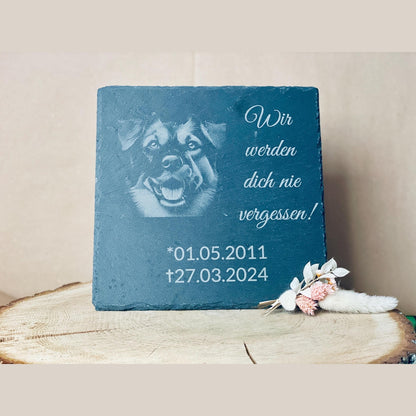 Schiefertafel als Grabstein für Haustiere - Beerdigung Katze Hund Kaninchen Aufsteller Das Glückswerk