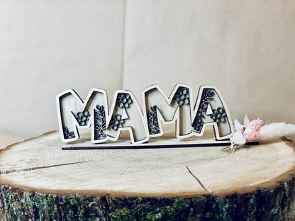 SVG Laser Datei Mama Schriftzug, Vorlage für Sperrholz 3mm, Muttertagsgeschenk zum Selberlasern, DasGlueckswerk, Digitale Laserdateien, Figurines & Knick Knacks, holz