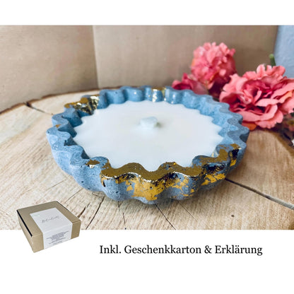 Betonkerze - edele Kerze, Sonderedition „BLACK&GOLD“ im Geschenkkarton Outdoor-Kerze Betonkerze Das Glückswerk