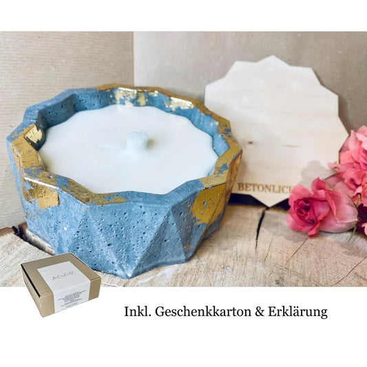 Betonkerze - Sonderedition „BLACK&GOLD“ im Geschenkkarton Outdoor-Kerze tischfeuer, geburtstagskerze als geschenk Betonkerze Das Glückswerk
