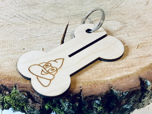 Kotbeutelhalter Knochen aus Holz, Gassi Anhänger für Hundeleine, Geschenk für Hundemama, DasGlueckswerk, Tierfreunde, Pet Charms & Bells, metall