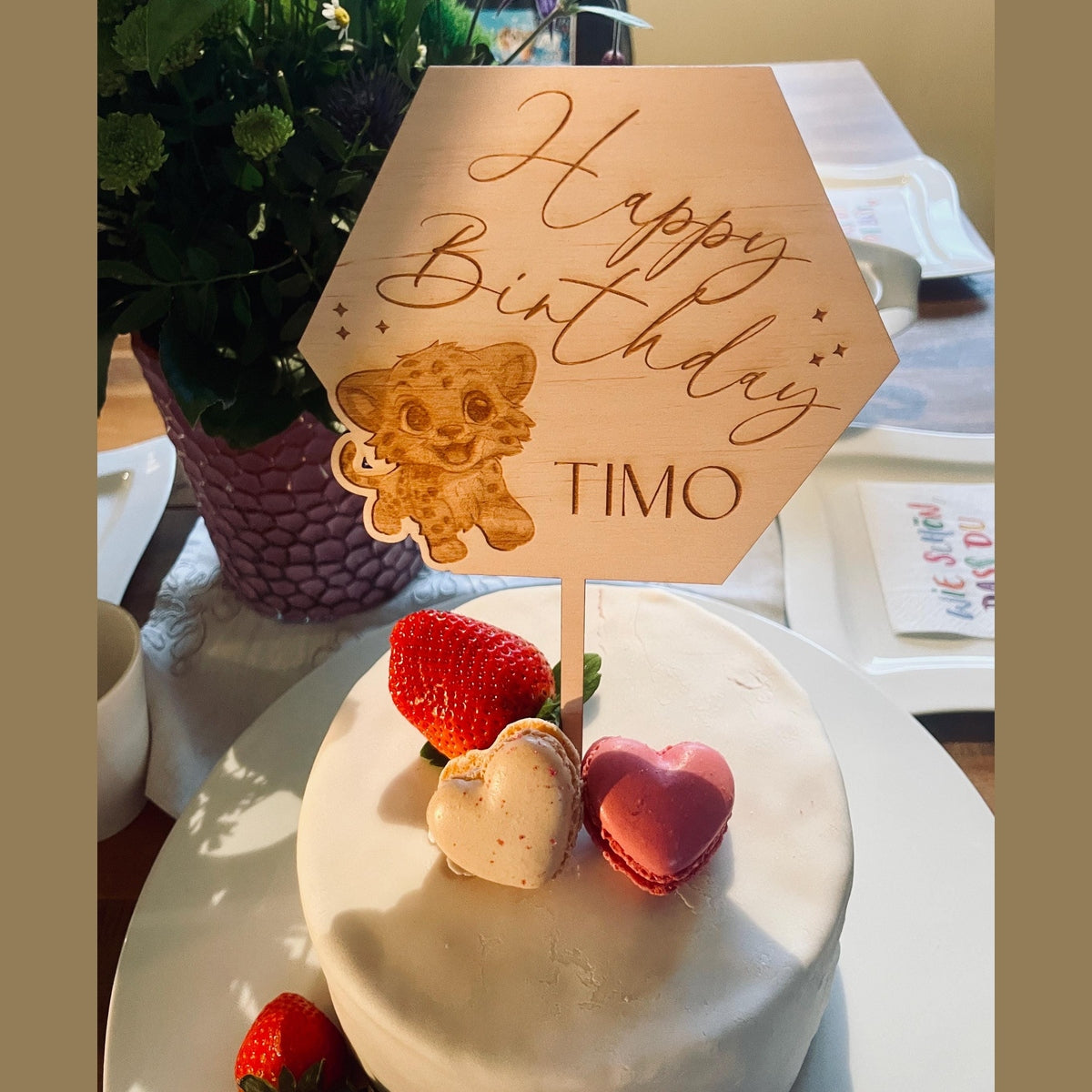 Cake Topper für die Geburtstorte für Kinder – Mit Tier und Personalisierung cake Topper Das Glückswerk