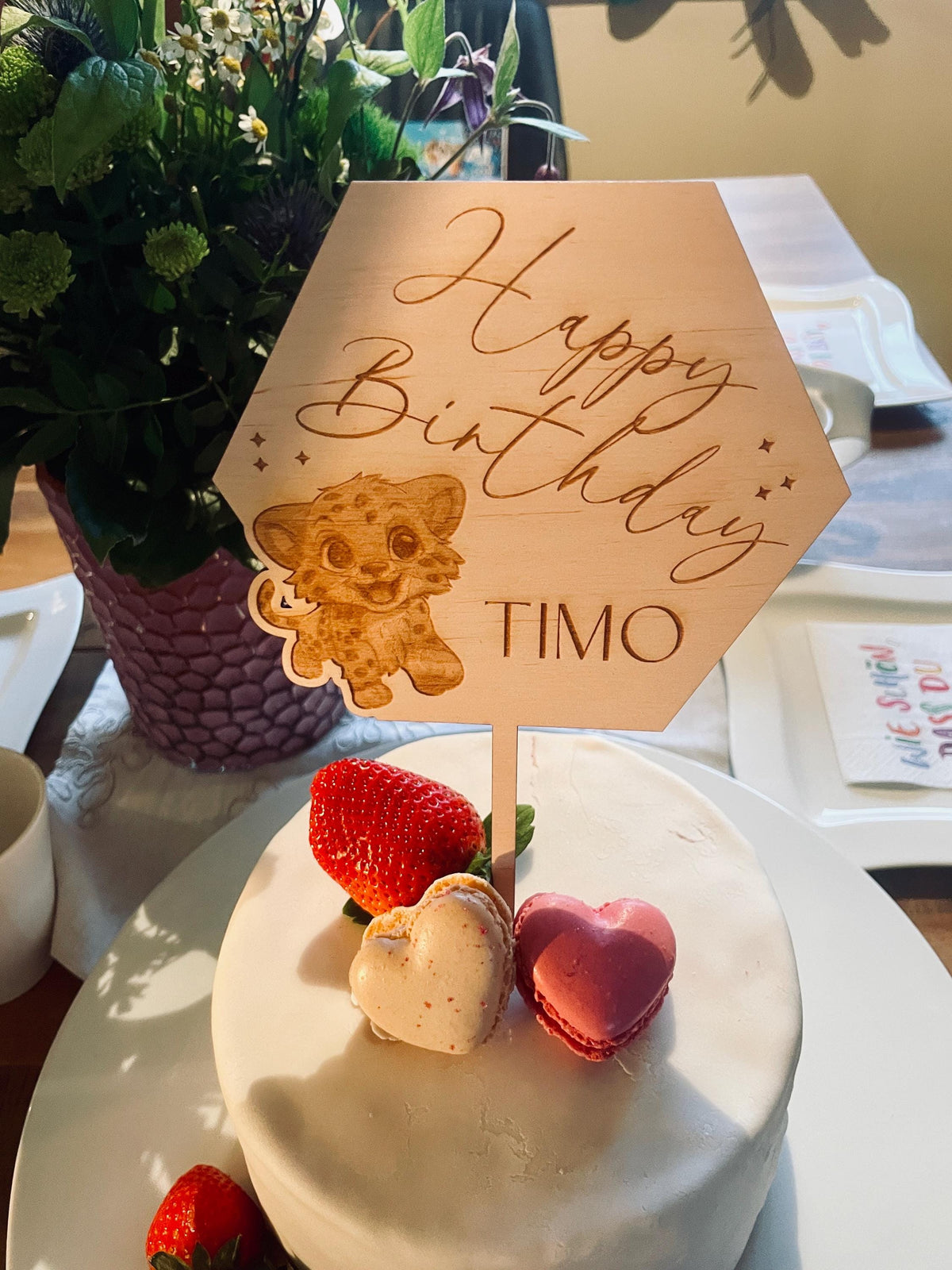Cake Topper Tiermotiv Name 15cm, Holz personalisiert, Geburtstagstorte Kind, DasGlueckswerk, Geburtstag, Cake Toppers, Holz