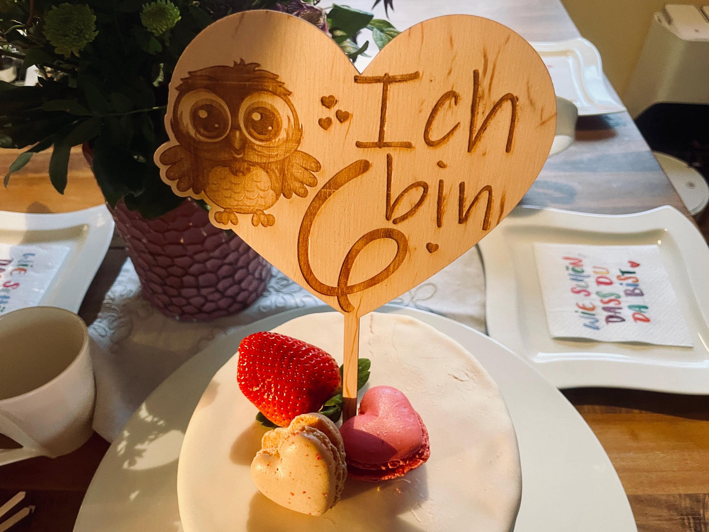 Cake Topper für Kinder – „Ich bin 1, 2, 3, 4“ in Herzform