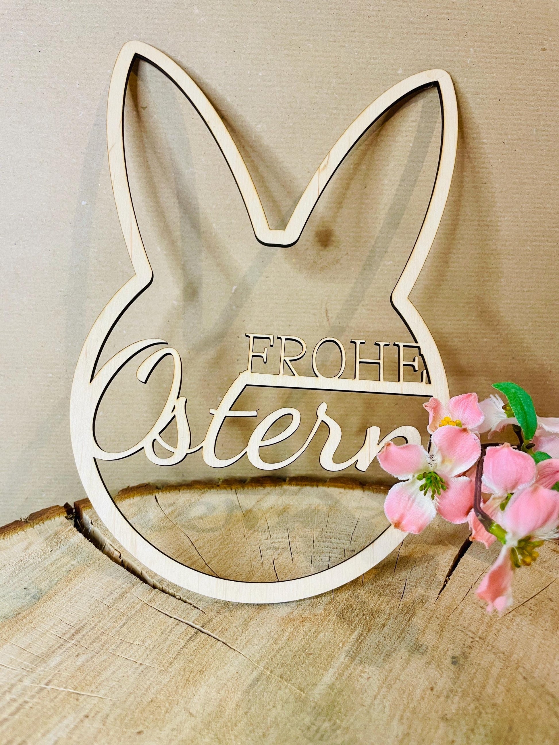 Osterhase aus Holz mit Trockenblumen, DasGlueckswerk, Ostern, Miniatures, holz