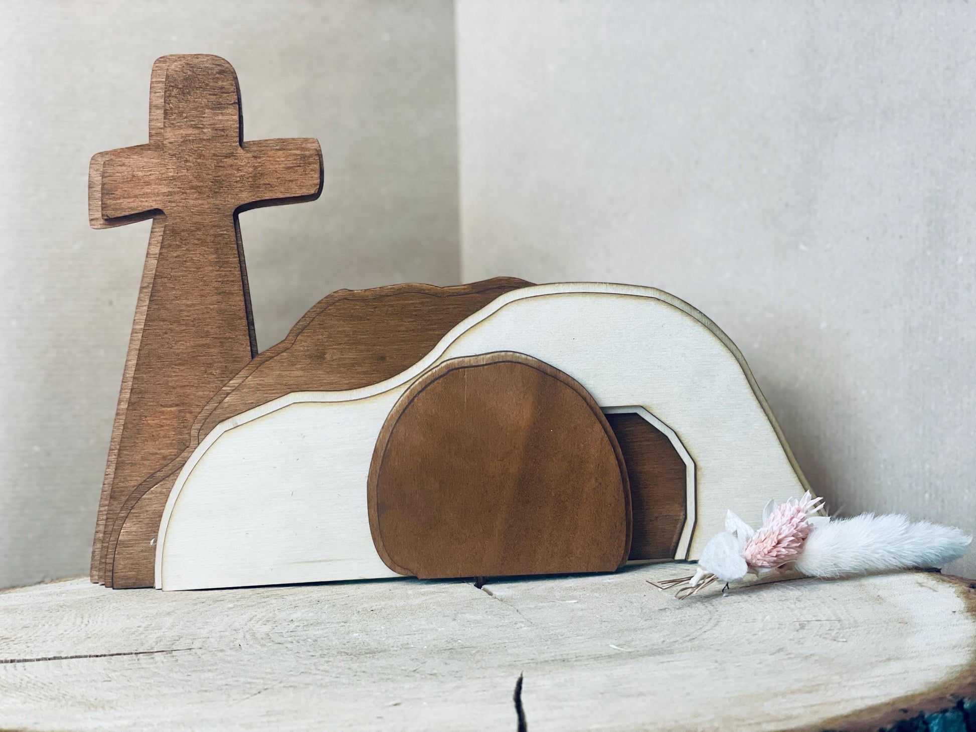Christliche osterszene „Auferstehung“ aus Holz Das Glückswerk