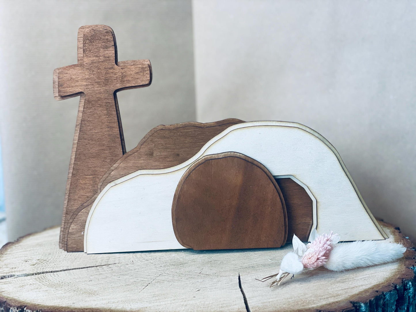 Christliche osterszene „Auferstehung“ aus Holz Das Glückswerk