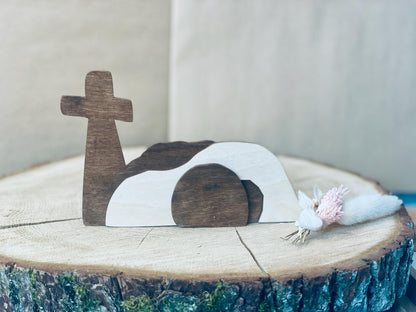 Christliche osterszene „Auferstehung“ aus Holz Das Glückswerk