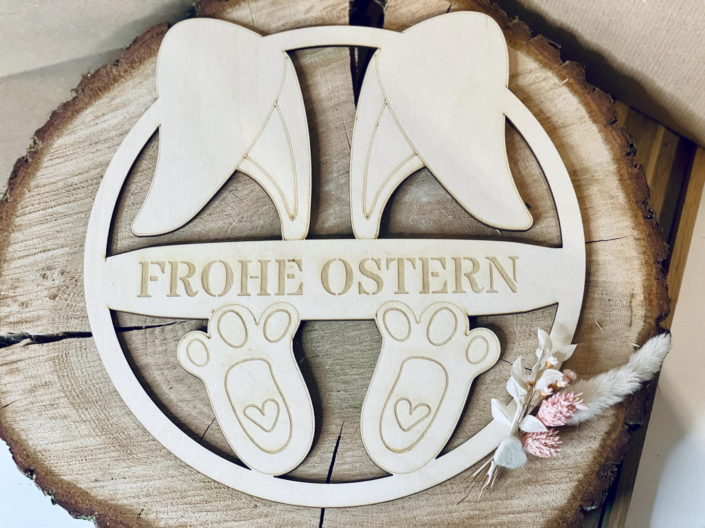 Osterkranz Hase aus Holz 25cm mit Gravur, DasGlueckswerk, Ostern, Door Hangers, Holz