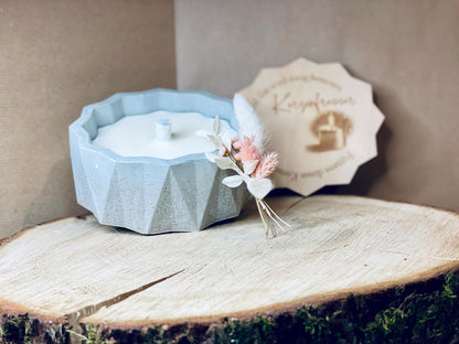 Betonkerze 14x6cm im Naturlook, Outdoor Deko für Terrasse und Garten, DasGlueckswerk, Kerzen aus Beton, Garden Decoration, holz, wachs, Beton, Glasfaser