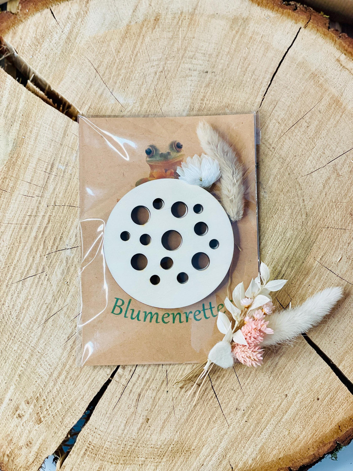 Blumenretter Set mit Trockenblumen, Holzscheibe für Marmeladenglas, Geschenk Geburtstag, DasGlueckswerk, Hochzeit & Liebe, Greeting Cards, holz, kraftpapier, trockenblumen, verpackung