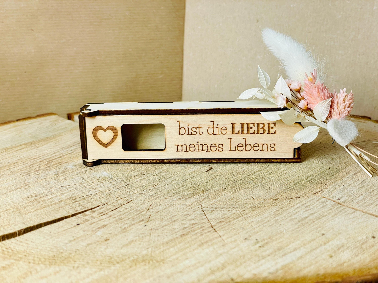 Schokoriegel Case mit Liebesbotschaft   "Du bist die Liebe meines Lebens"