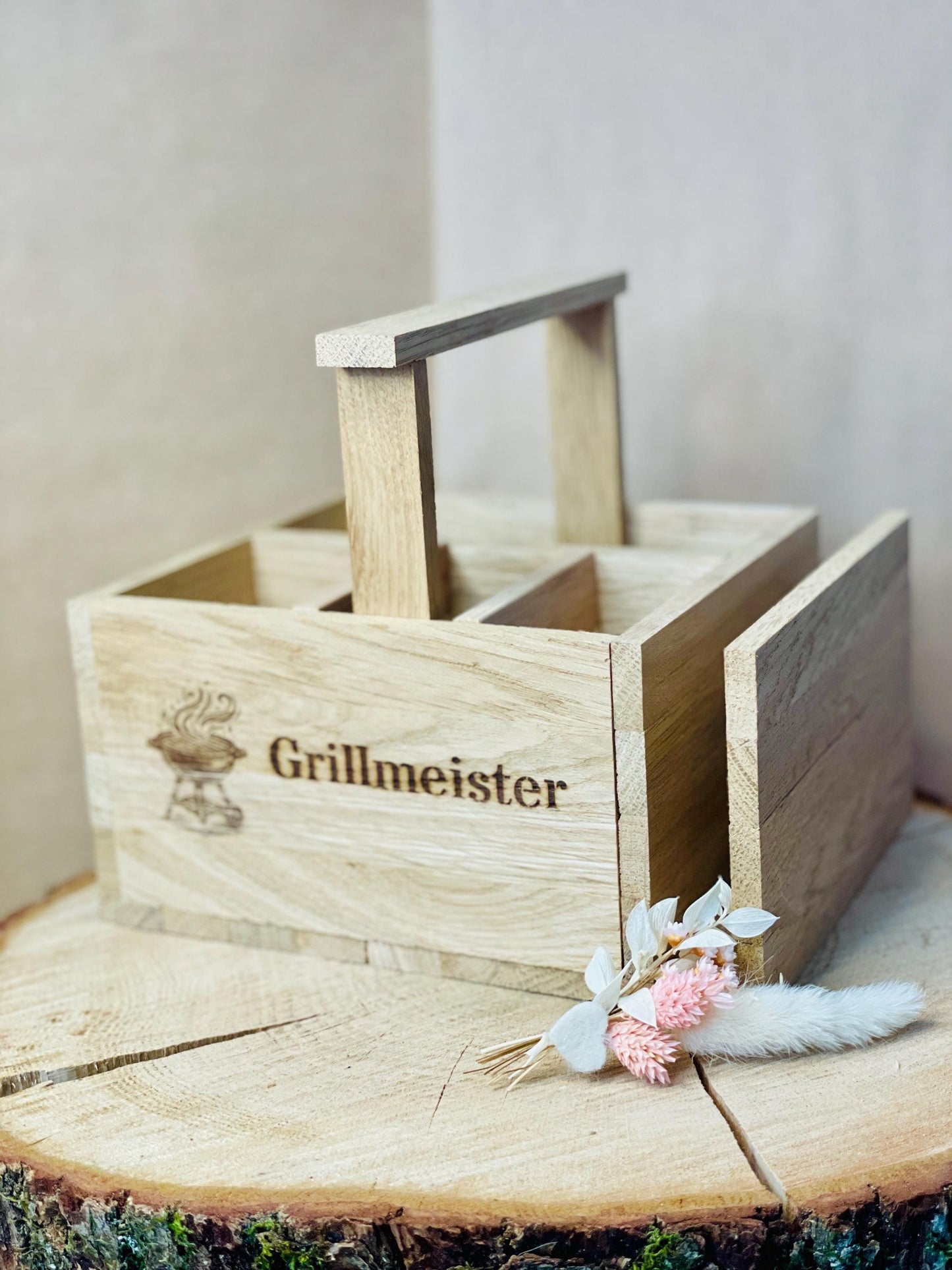 Grillkorb Besteckkorb individualisierbar aus Holz