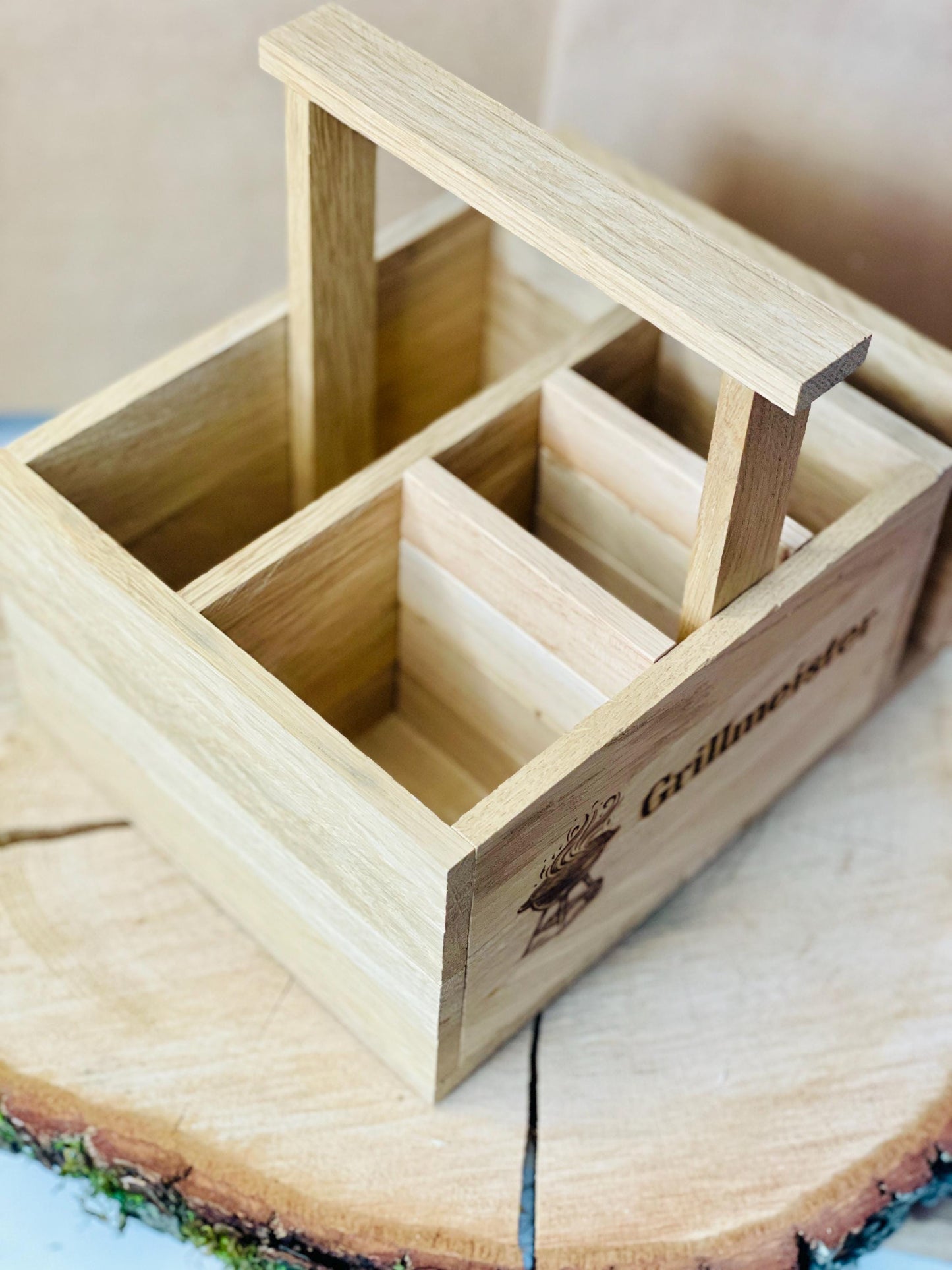 Grillkorb Besteckkorb individualisierbar aus Holz