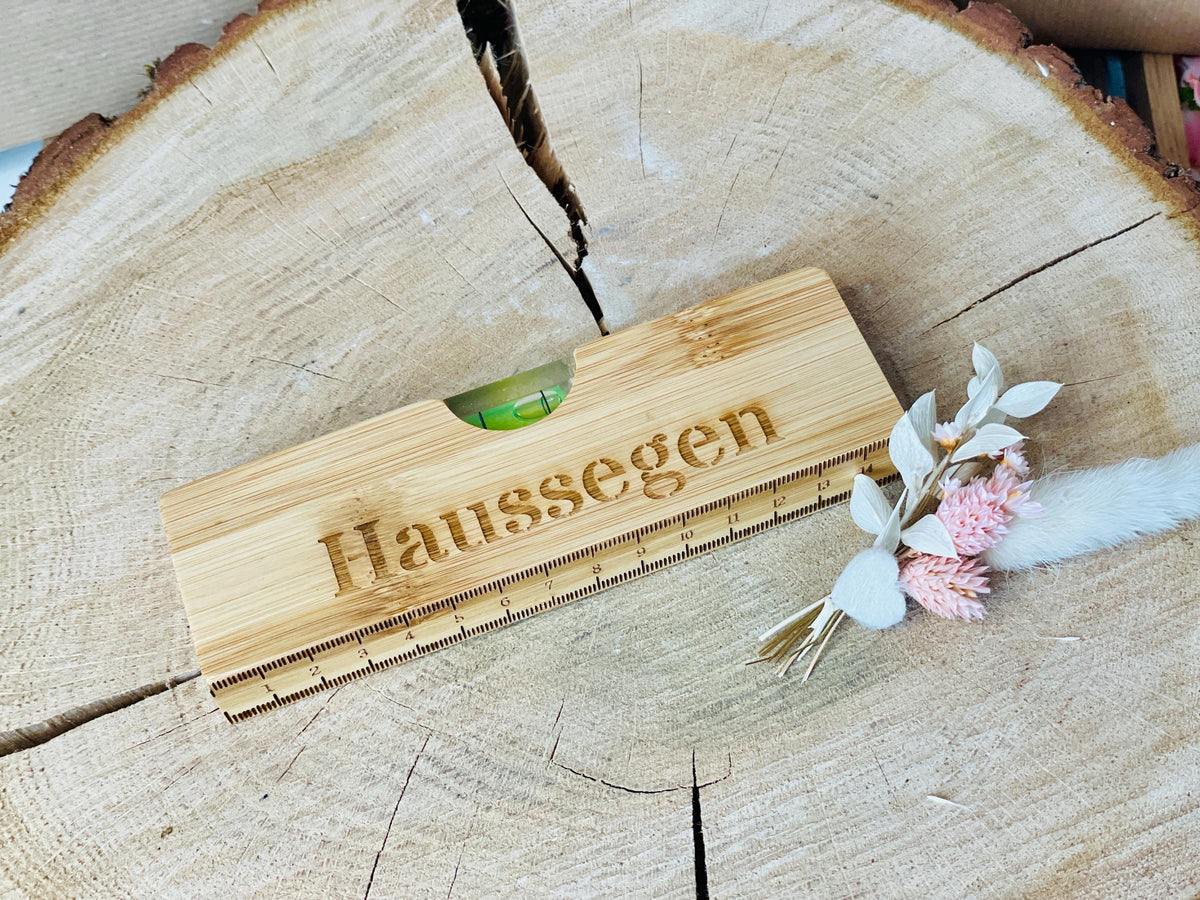 Wasserwaage Holz mit Flaschenöffner, Zentimetermaß, Geschenk für Papa und Heimwerker, DasGlueckswerk, Dekoration, Tools, holz