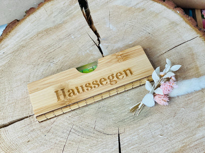 Wasserwaage Holz mit Flaschenöffner, Zentimetermaß, Geschenk für Papa und Heimwerker, DasGlueckswerk, Dekoration, Tools, holz