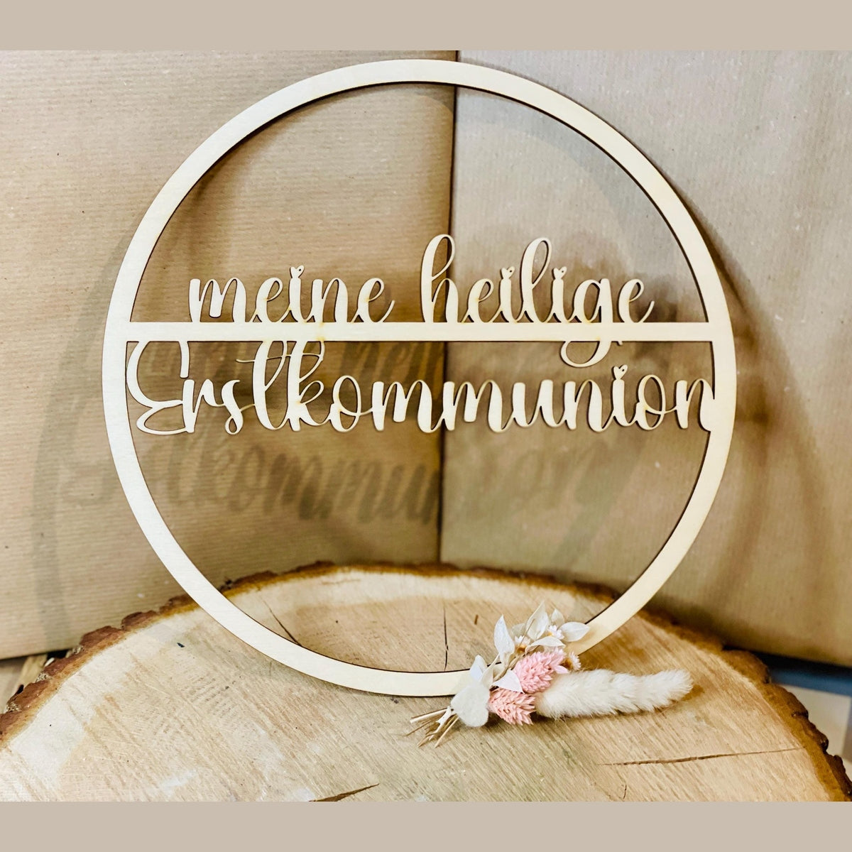 Kranz aus Holz „meine heilige Erstkommunion“ zur Dekoration Türkranz Das Glückswerk
