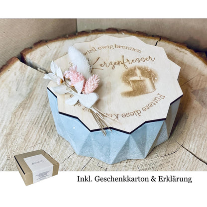 edele Indoor Betonkerze "Kerzenfresser" in Geschenkverpackung kerzenfresser indoor, tischfeuer, schmelzlicht, dauerwachskerze Betonkerze Das Glückswerk