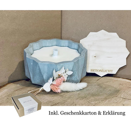Elegante Graue Betonkerze – Zeitlose Dauerkerze aus Beton - outdoor Kerze als geschenkidee für Mama oder Oma Betonkerze Das Glückswerk