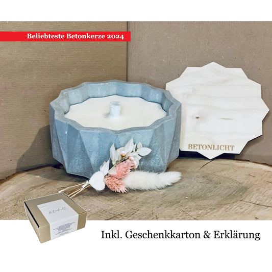 Elegante Graue Betonkerze – Zeitlose Dauerkerze aus Beton - outdoor Kerze als geschenkidee für Mama oder Oma Betonkerze Das Glückswerk