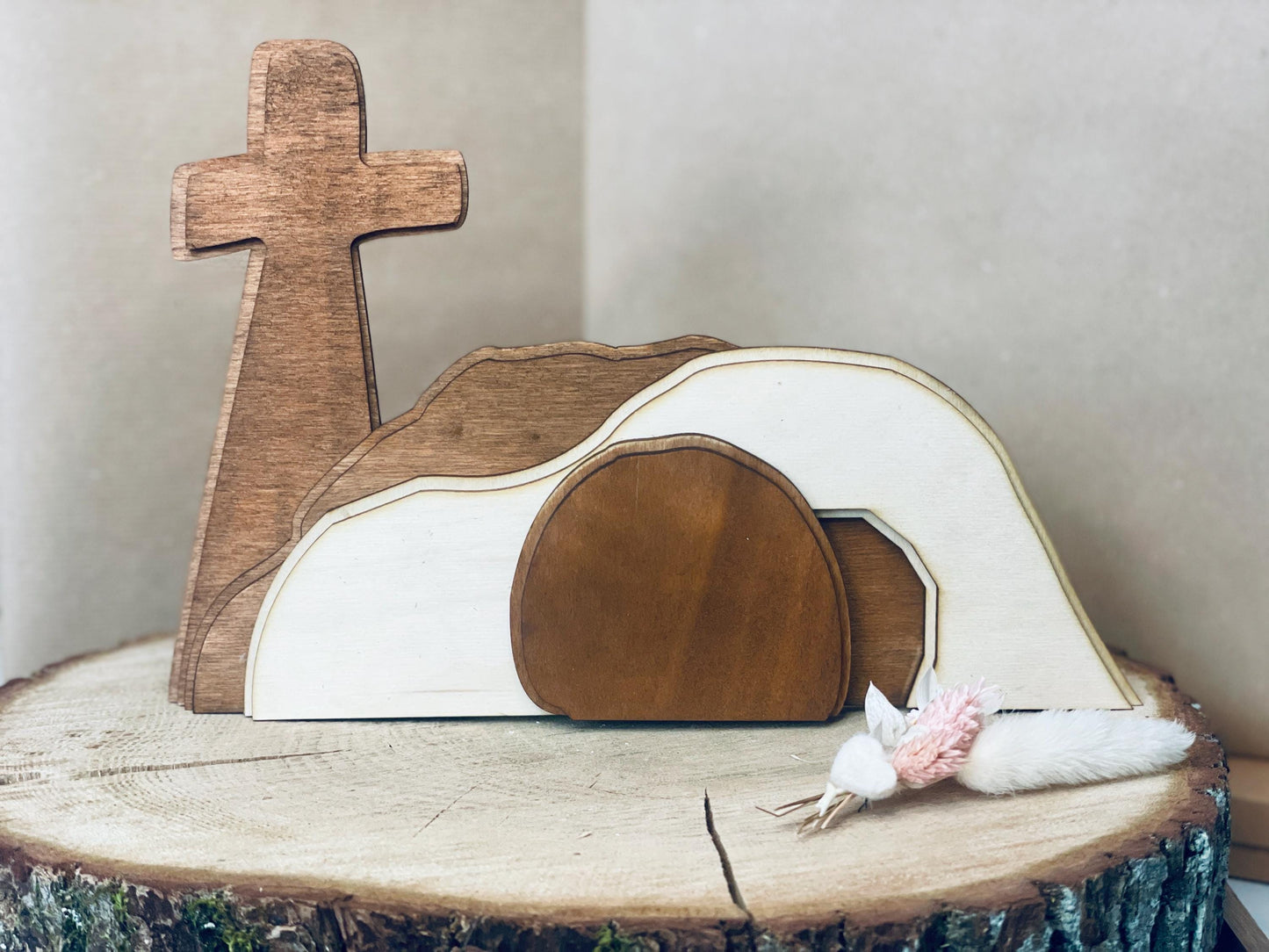 Christliche osterszene „Auferstehung“ aus Holz Das Glückswerk