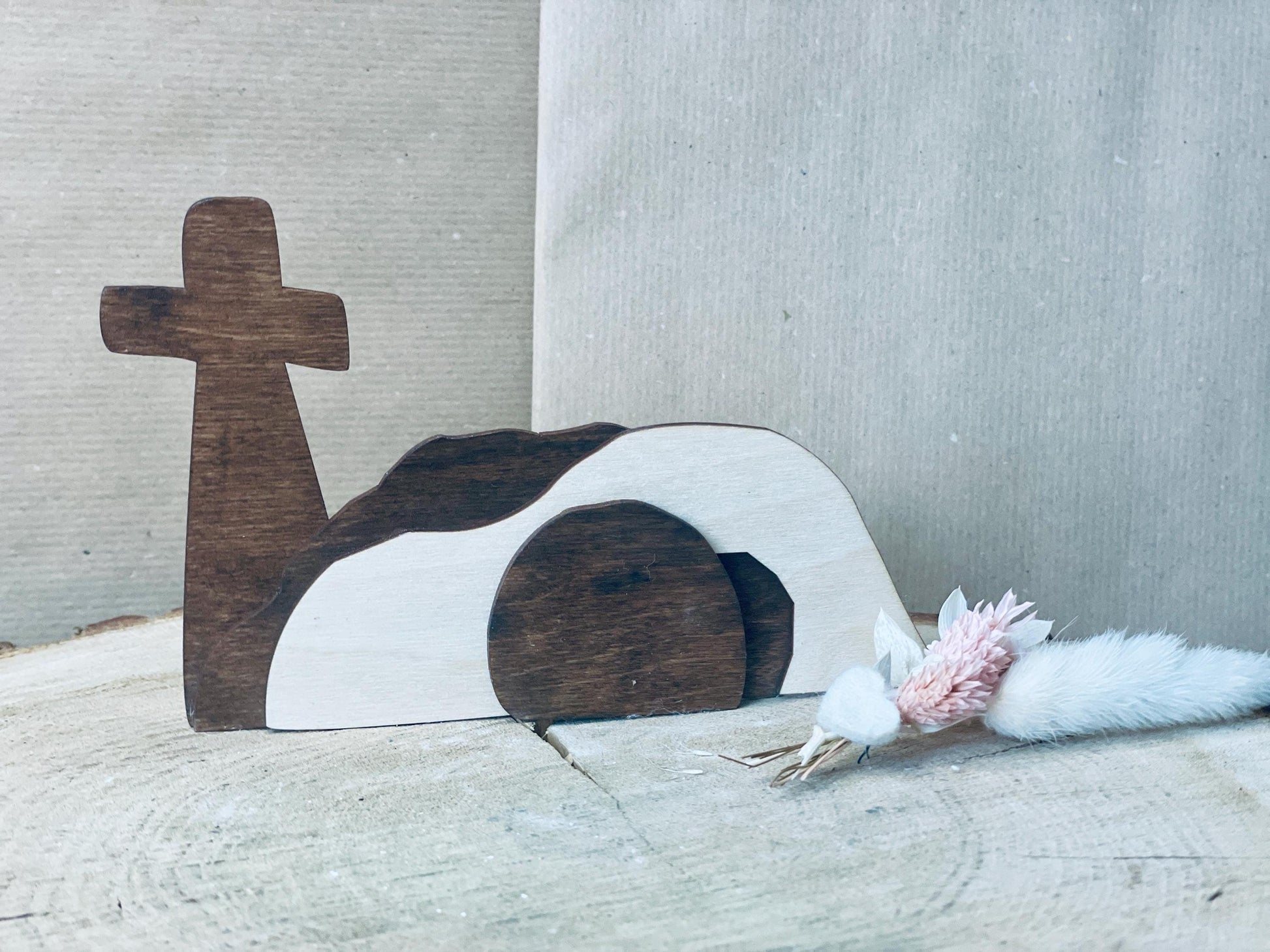Christliche osterszene „Auferstehung“ aus Holz Das Glückswerk