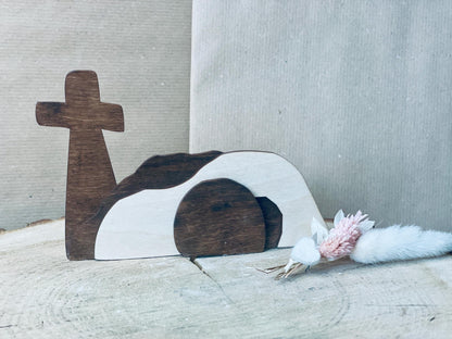 Christliche osterszene „Auferstehung“ aus Holz Das Glückswerk
