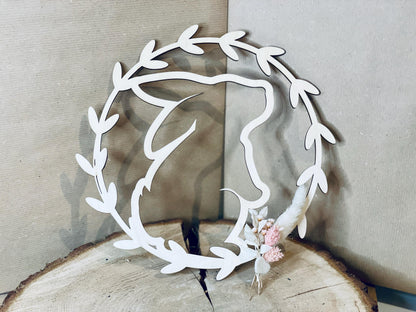 olz-Osterhasen-Kranz 25 cm – Türdekoration, rustikale Frühlings- und Osterdekoration Das Glückswerk