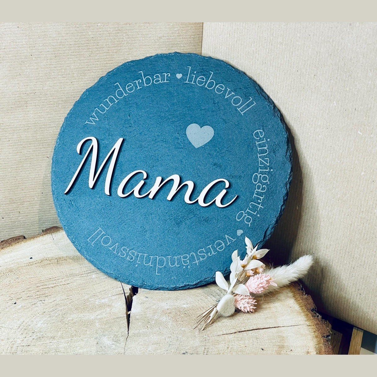 Schiefertafel als Geschenk für Mama – Eine liebevolle Tafel aus Schiefer und Holz Schild Das Glückswerk