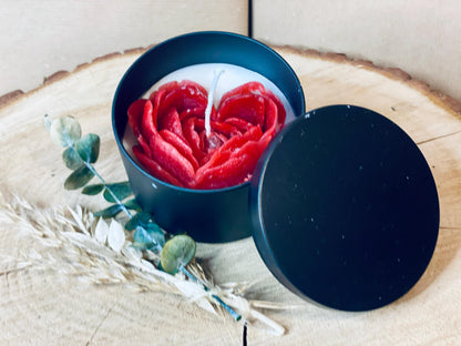 Kerze in der Dose - Rose in Herzform