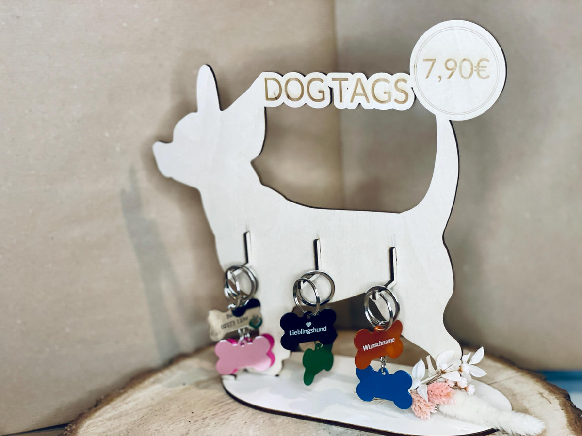 Hundemarke Knochen mit Namensgravur, verschiedene Farben, Adresse Telefonnummer Hundehalsband, DasGlueckswerk, Tierfreunde, Pet Charms & Bells, metall