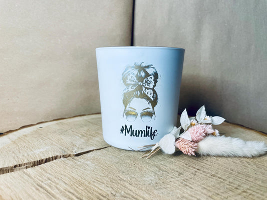 Kerzenglas Mama Gravur Mumlife, weiß-gold, Gesamtansicht