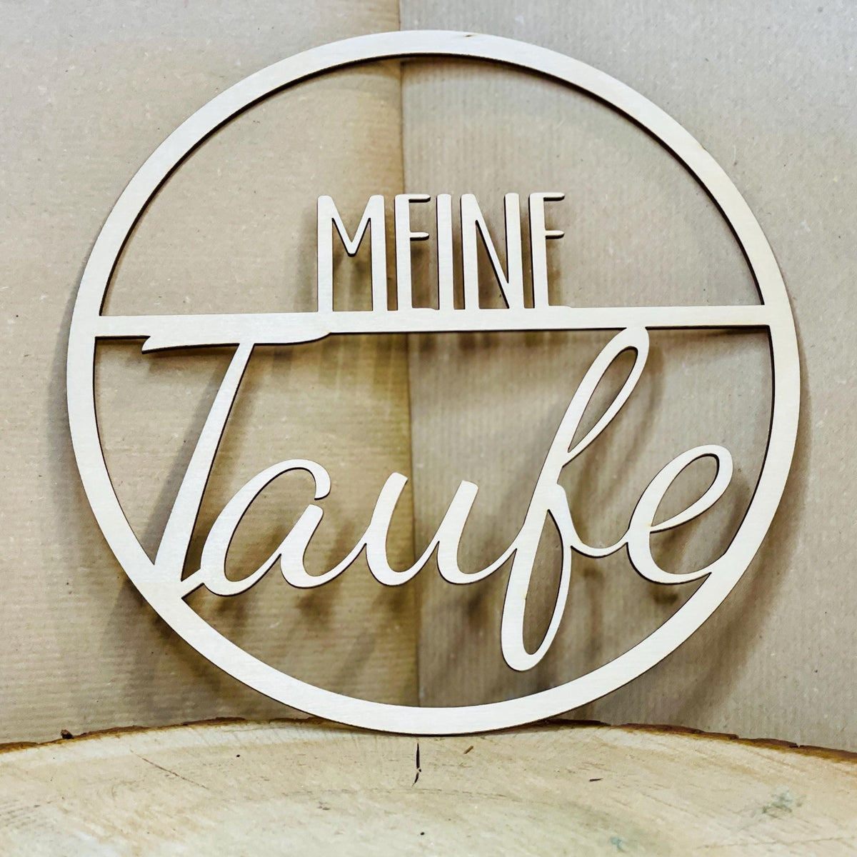 Handgefertigter Holzkranz 'Meine Taufe' – Einzigartiger Schmuck für die besonderen Momente Türkranz Das Glückswerk