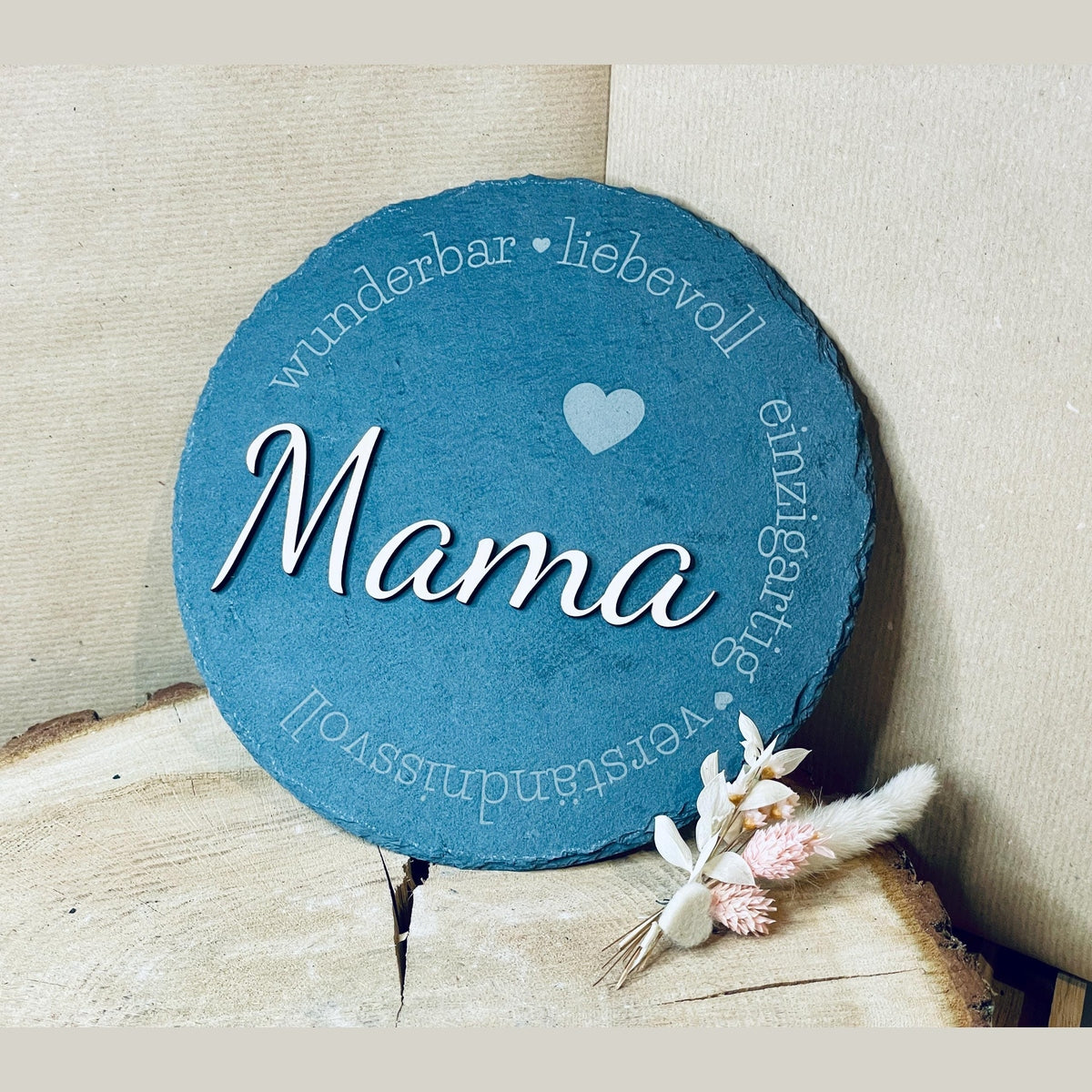 Schiefertafel als Geschenk für Mama – Eine liebevolle Tafel aus Schiefer und Holz Schild Das Glückswerk