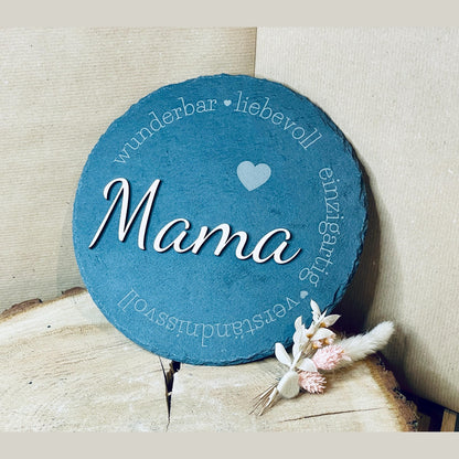 Schiefertafel als Geschenk für Mama – Eine liebevolle Tafel aus Schiefer und Holz Schild Das Glückswerk