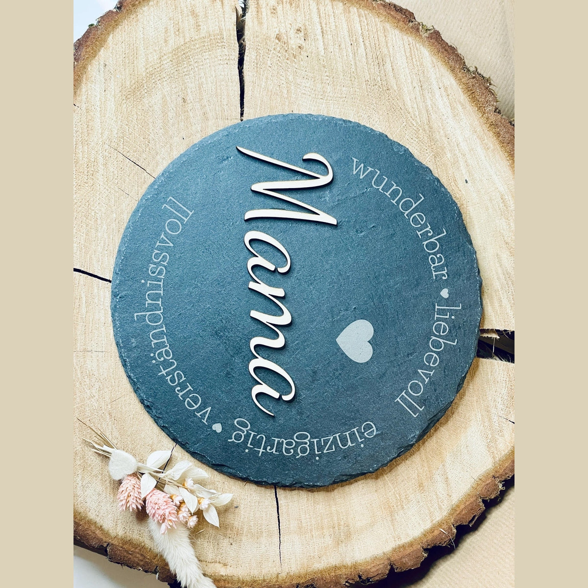 Schiefertafel als Geschenk für Mama – Eine liebevolle Tafel aus Schiefer und Holz Schild Das Glückswerk