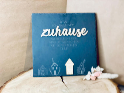 Schiefertafel Zuhause aus Schiefer, Ansicht vor heller Zimmerecke
