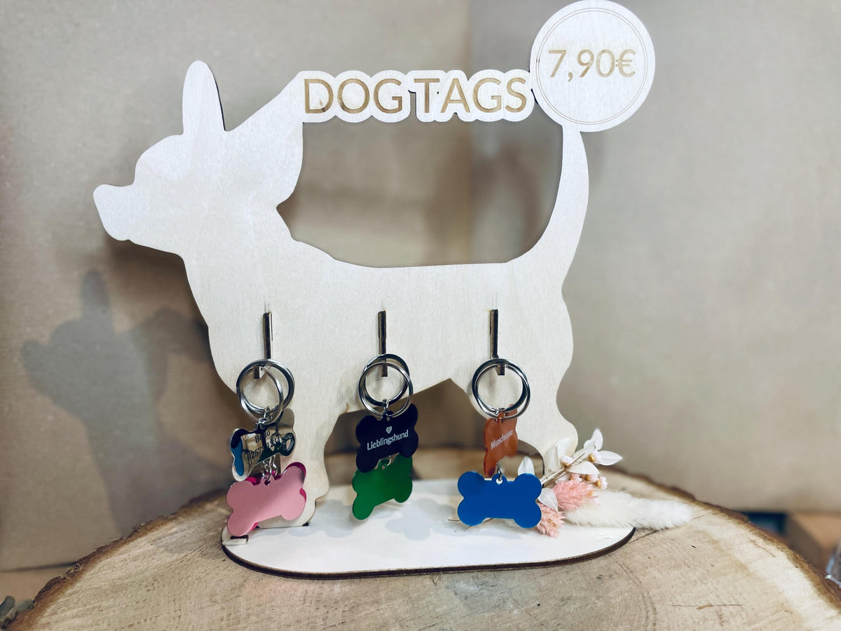 Hundemarke Knochen mit Namensgravur, verschiedene Farben, Adresse Telefonnummer Hundehalsband, DasGlueckswerk, Tierfreunde, Pet Charms & Bells, metall