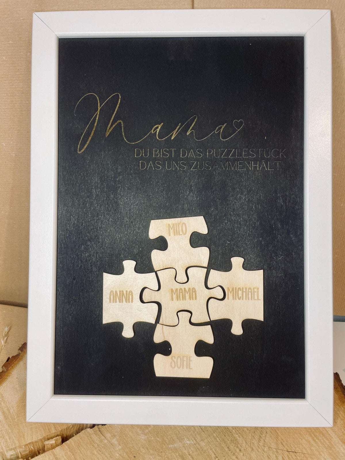Puzzle für Mama personalisiert, Holzpuzzle mit Spruch Puzzlestück das uns zusammenhält, Muttertag, DasGlueckswerk, Dekoration, Door Hangers, Holz