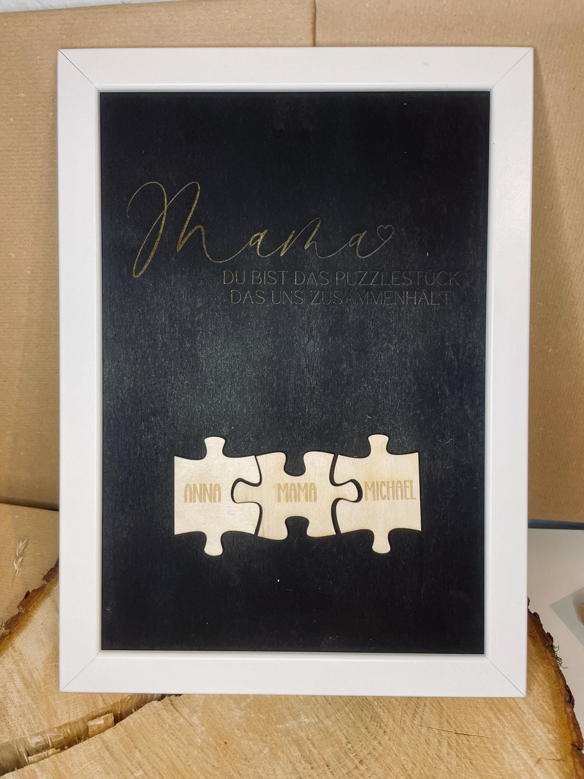 Puzzle für Mama personalisiert, Holzpuzzle mit Spruch Puzzlestück das uns zusammenhält, Muttertag, DasGlueckswerk, Dekoration, Door Hangers, Holz