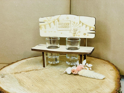 handgemachte Holzbank, Geburtstagsgeschenk, personalisierte Dekoration, Glückwunsch Holzdeko, Konfetti, Girlande