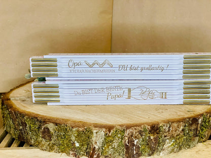 Zollstock mit Wuschgravur als Geschenk für Papa oder Opa