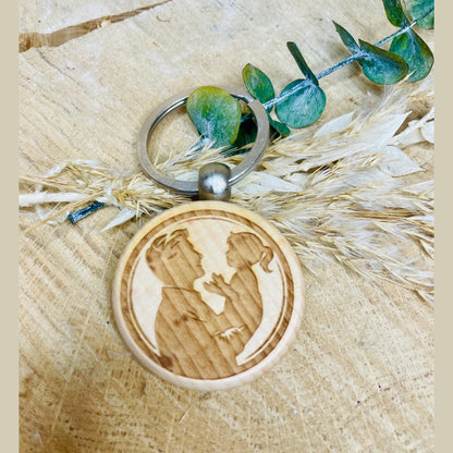 Runder Holz-Schlüsselanhänger mit Papa-Sohn/Tochter Gravur – Perfektes Vatertagsgeschenk für Papa Schlüsselanhänger Das Glückswerk