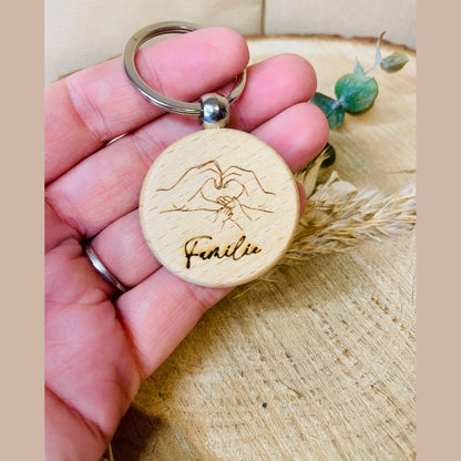 Runder Holz-Schlüsselanhänger mit Paar- und Familiengravur – Perfektes Geschenk für Paare, Familien und Freunde Schlüsselanhänger Das Glückswerk