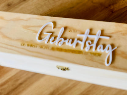 Personalisierte Weinkiste zum Geburtstag – Holzbox mit Gravur, liebevolles Geschenk